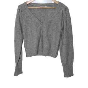 Womens Abercrombie & Fitch Gray Grey Long Sleeve Cardigan V-Neck Sweater Size S